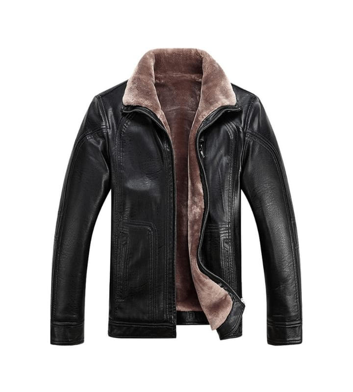 Men black leather jacket by TF Role Fashion